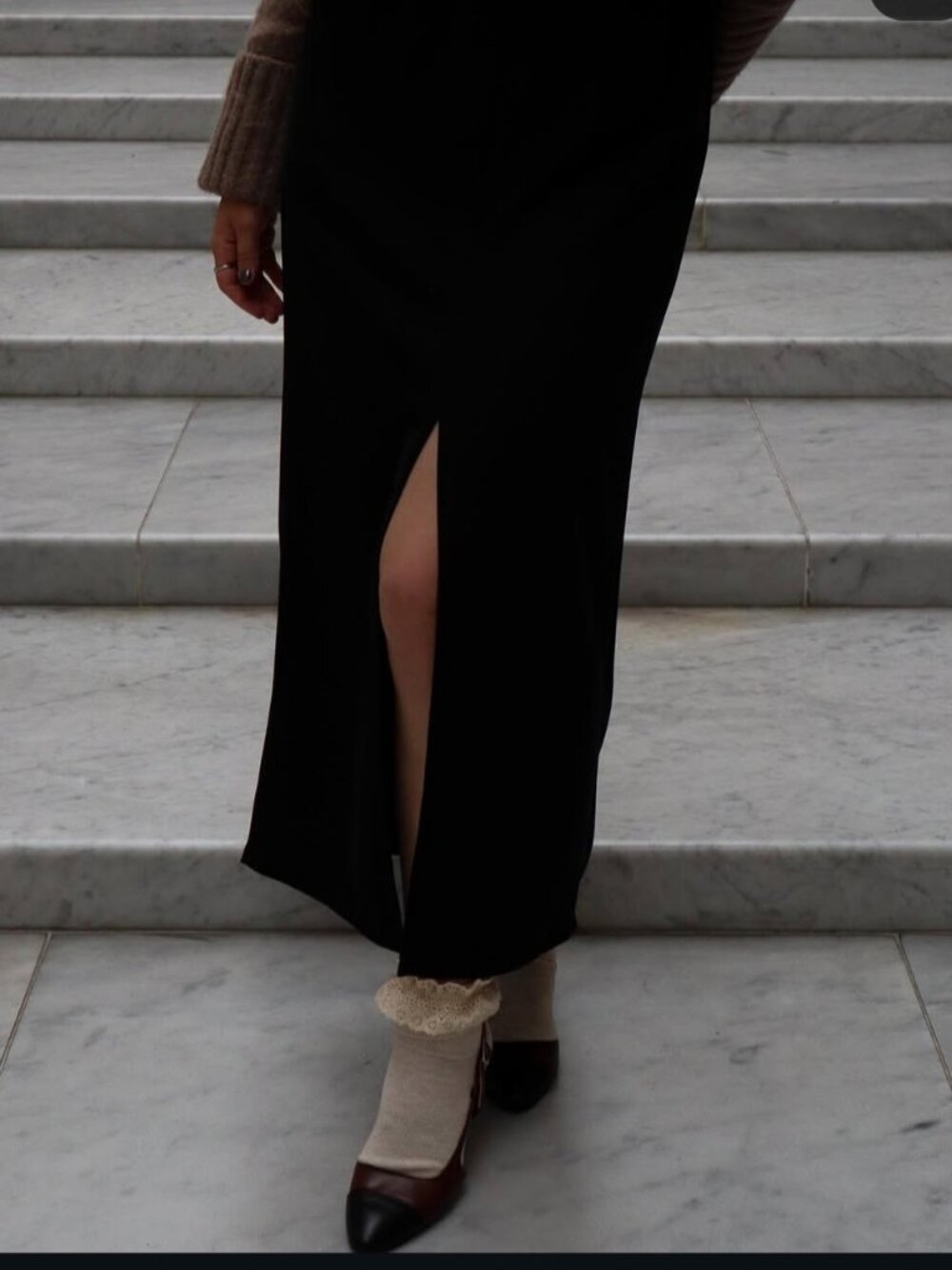 Mimz Black Skirt with Front Slit